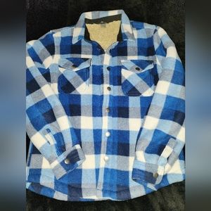 Eddie Bauer Boy's Snap Button Sherpa Lined Shirt Jacket Size 10/12